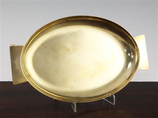 Hagenauer. An oval brass two handled dish, 10.5in.